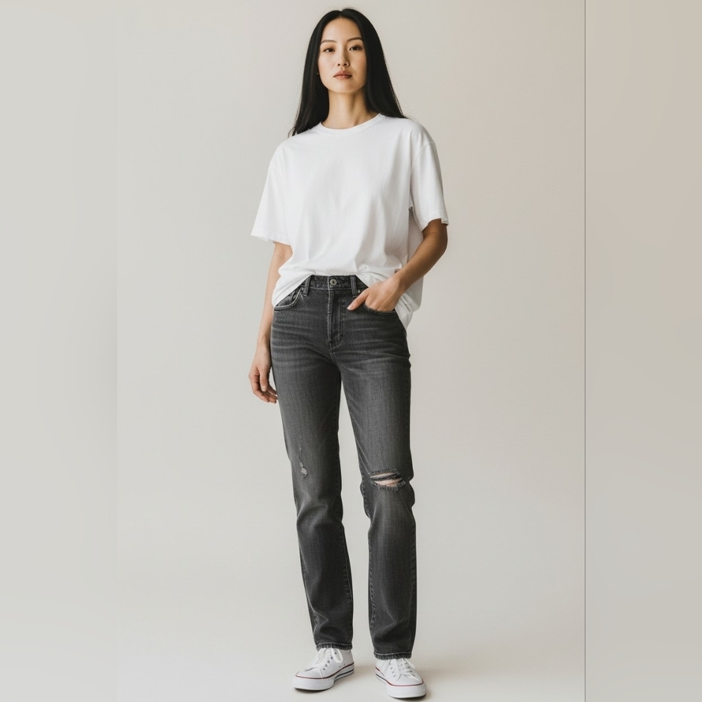 Agolde Bowery Super Skinny Classic Distressed Jeans Im Washed Black NWT